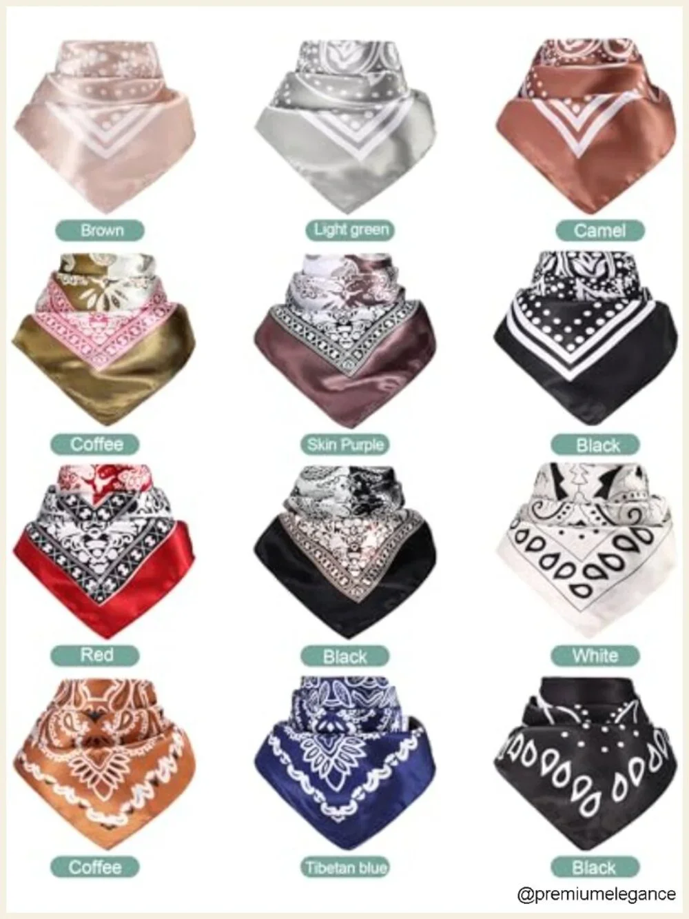 12 Pack Square Satin Scarf for Women Silk-Like Fashion Neck Scarves Hair Wraps